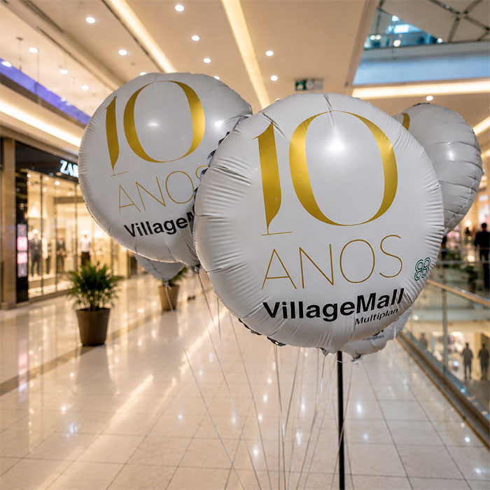 Balões metalizados personalizados para eventos corporativos, lojas e ativação de marca