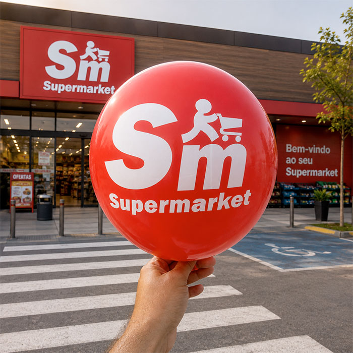 Balões de látex personalizados com logotipo para feiras e eventos corporativos